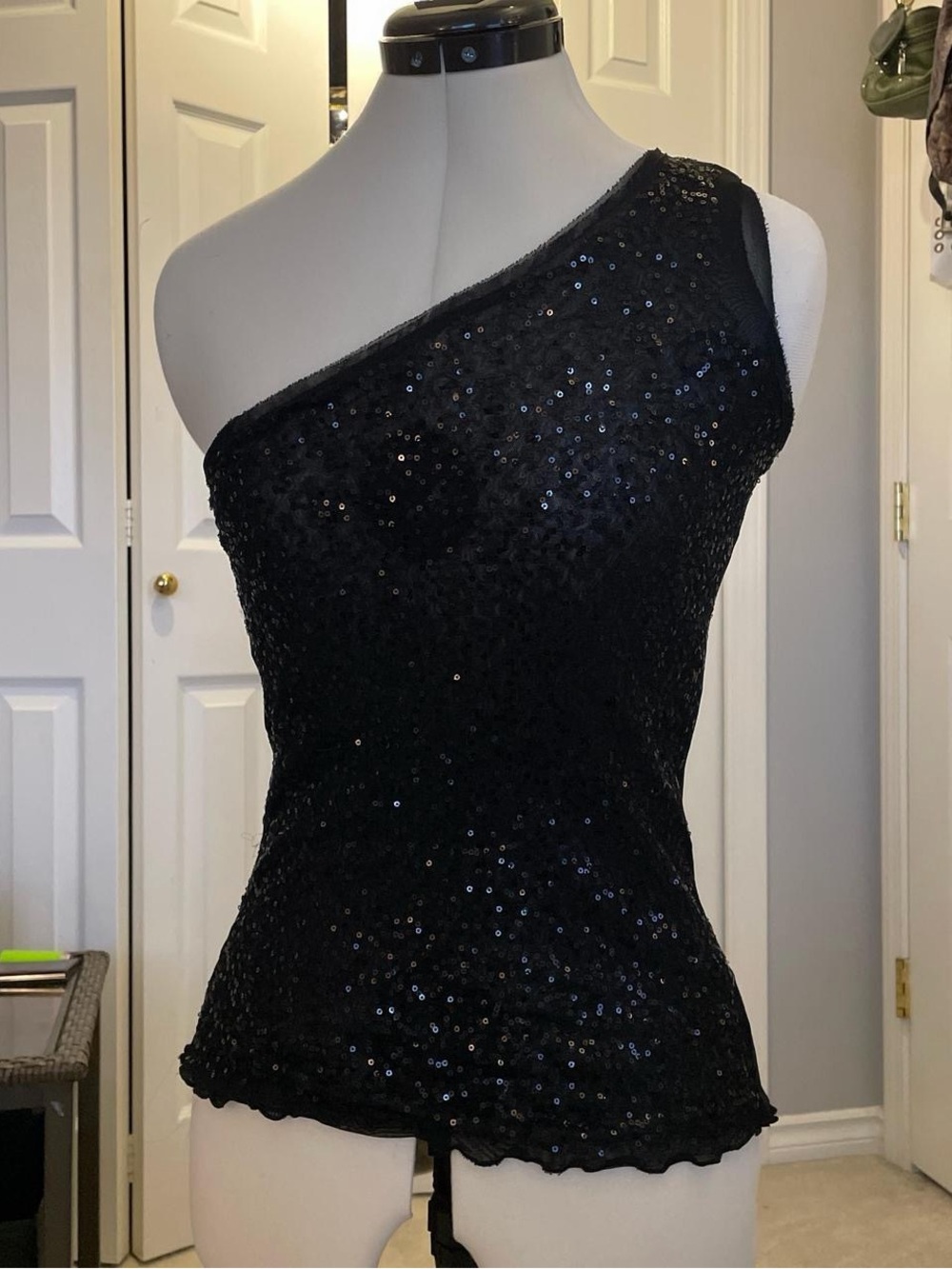 Y2K sequin one shoulder top